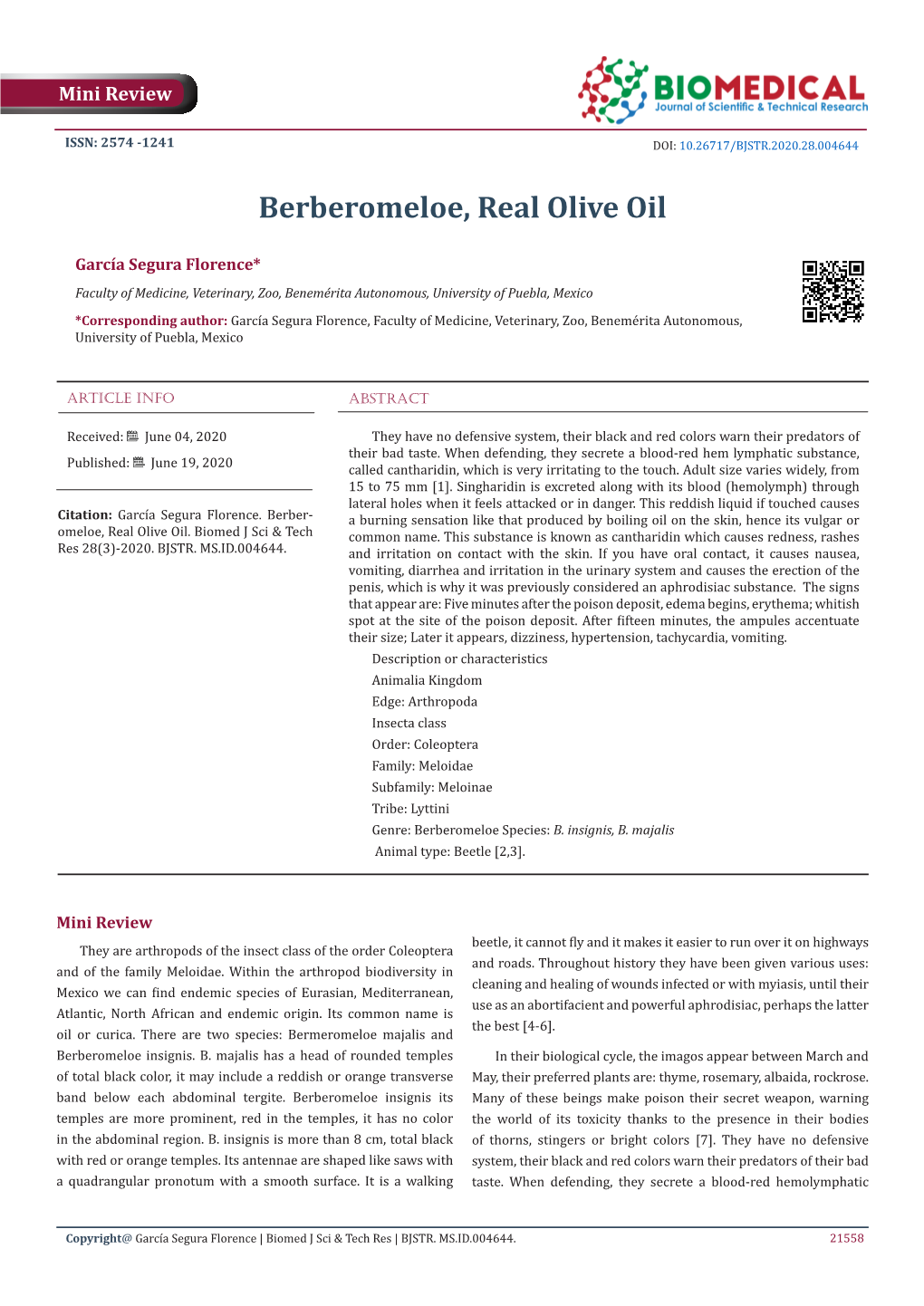 Berberomeloe, Real Olive Oil
