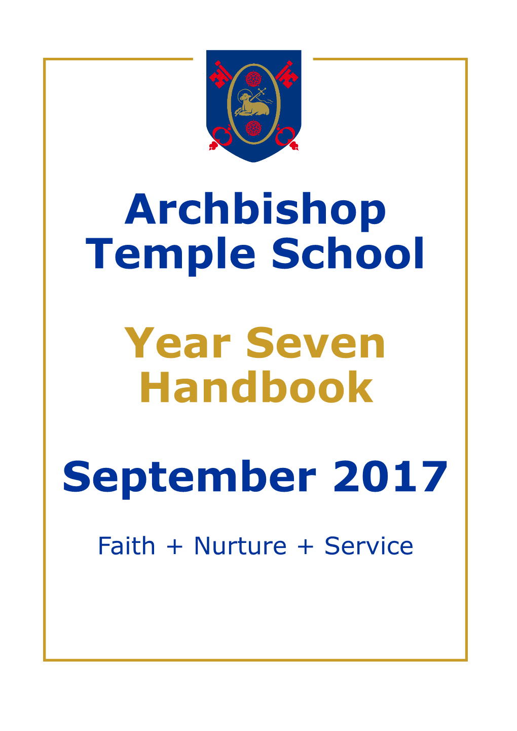 Archbishop Temple School Year Seven Handbook September 2017