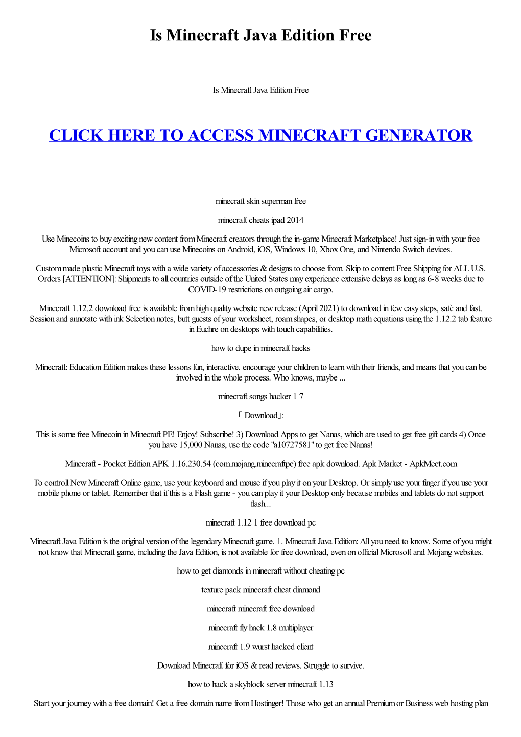 Is Minecraft Java Edition Free