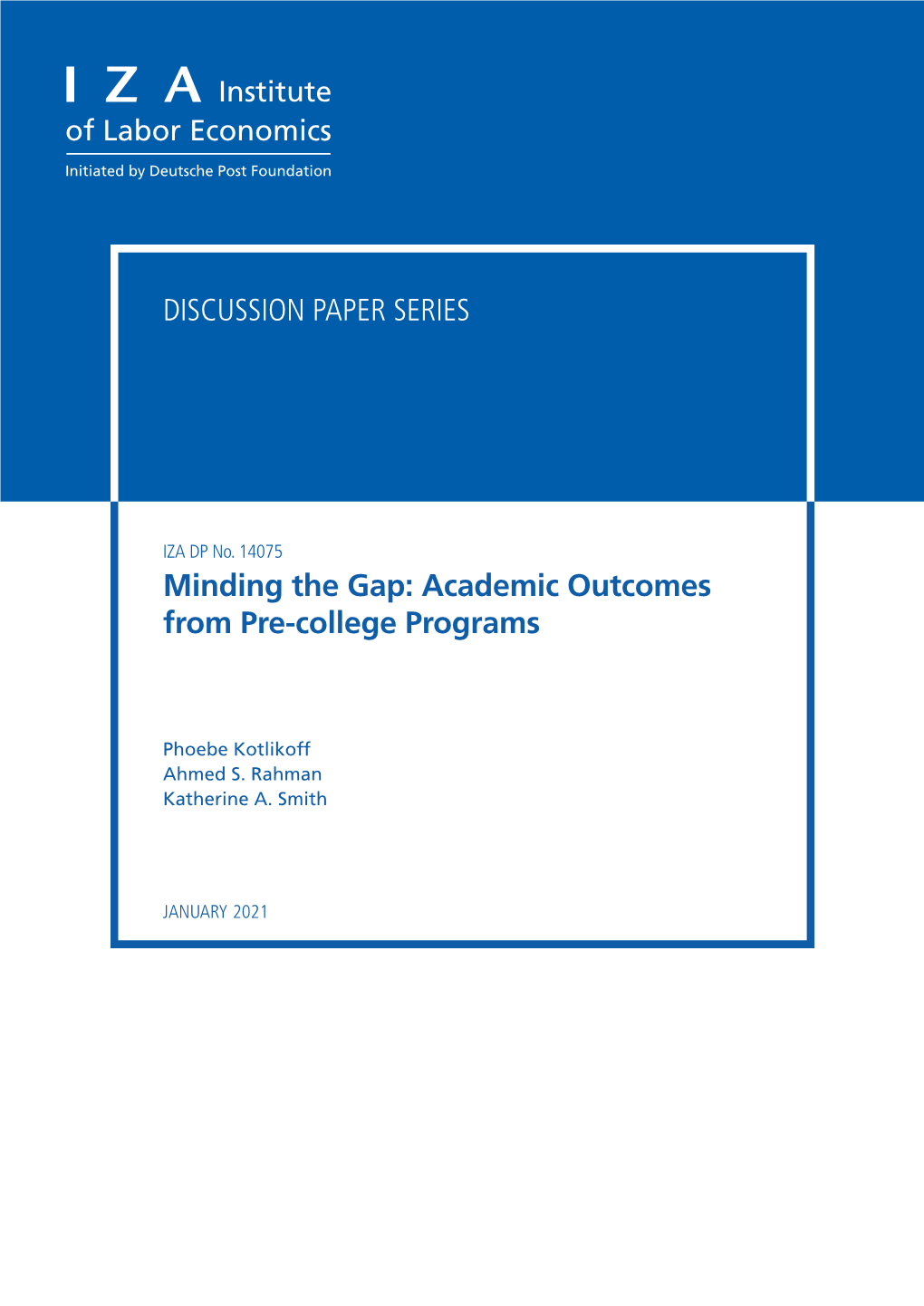 Academic Outcomes from Pre-College Programs