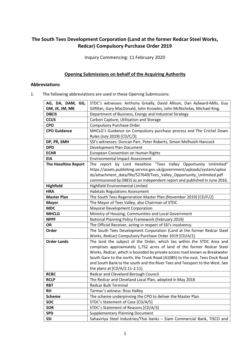 The South Tees Development Corporation (Land at the Former Redcar Steel Works, Redcar) Compulsory Purchase Order 2019