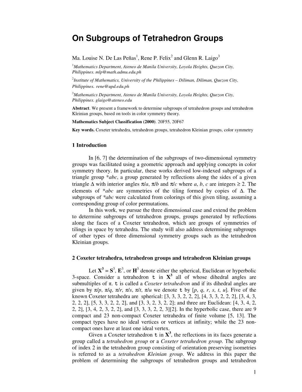 On Subgroups of Tetrahedron Groups