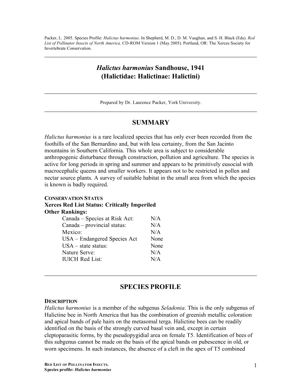 Profile for Halictus Harmonius