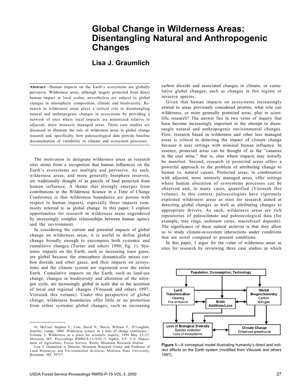 Wilderness As a Place for Scientific Inquiry; 1999 May 23–27; Missoula, MT