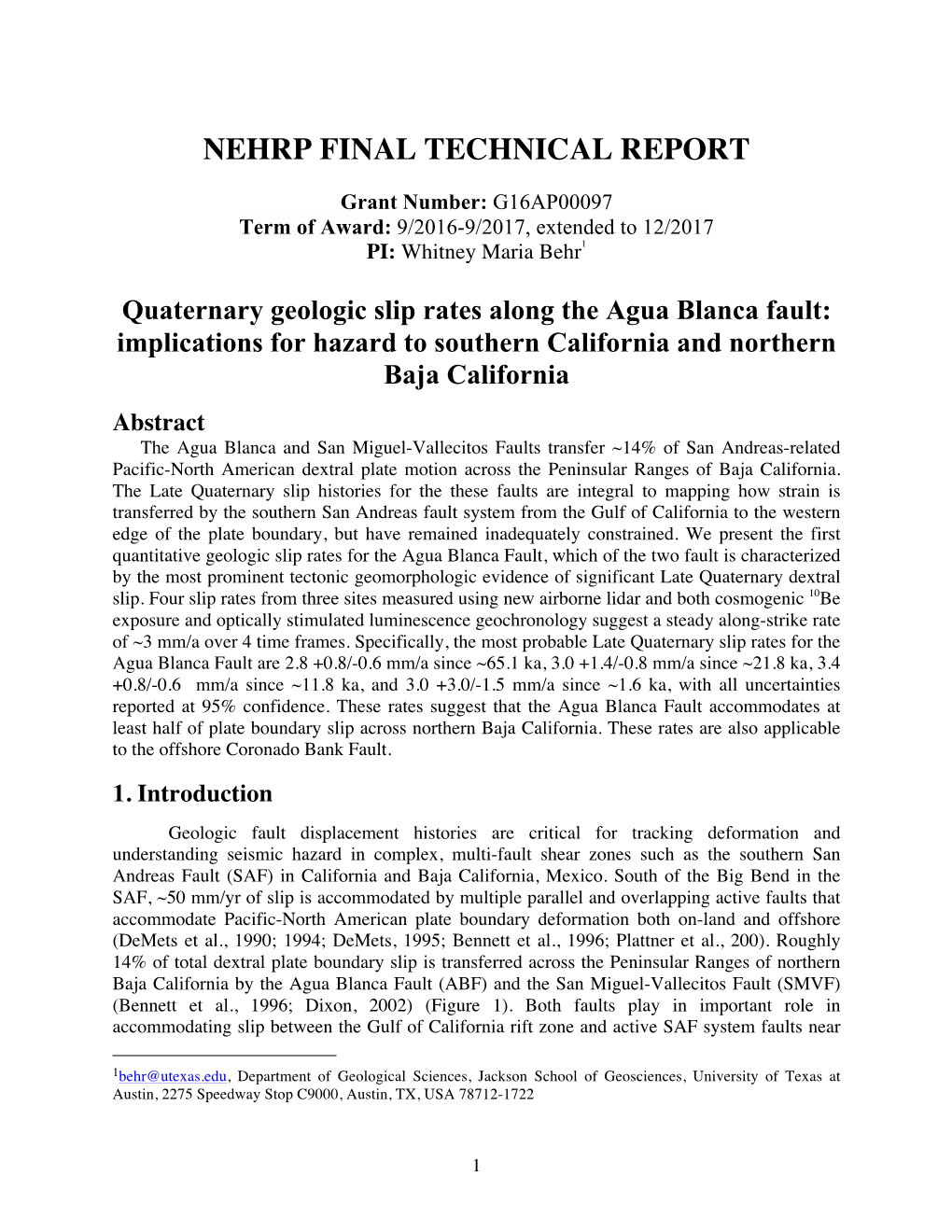 Nehrp Final Technical Report