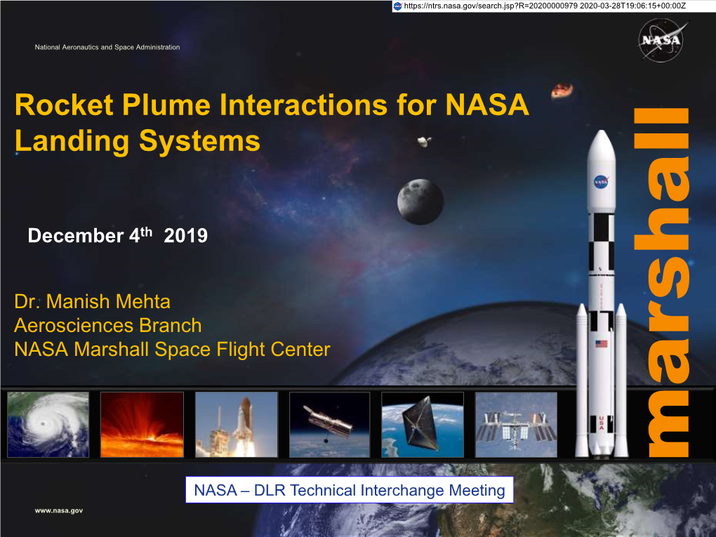 Rocket Plume Interactions for NASA Landing Systems