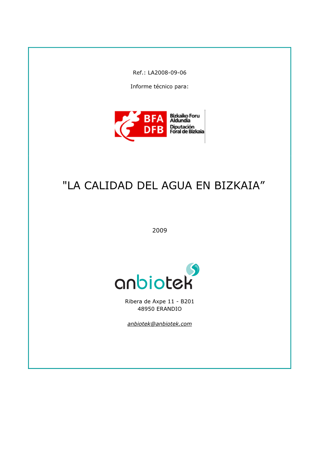 "La Calidad Del Agua En Bizkaia”