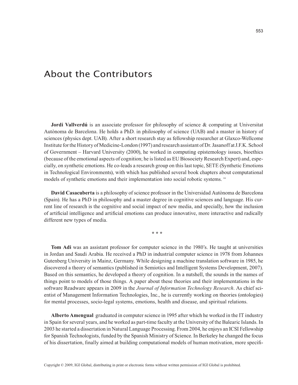 About the Contributors