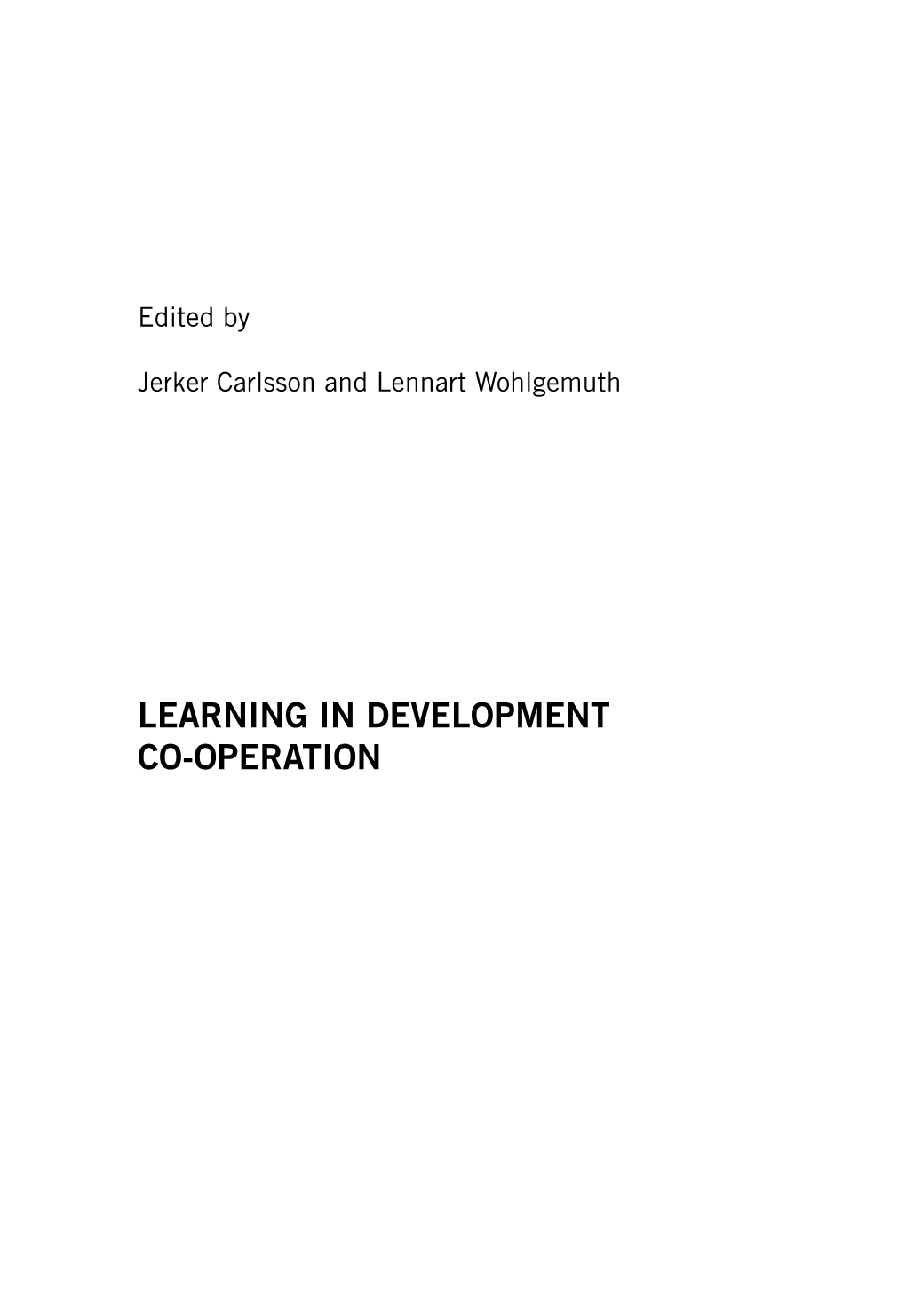 Learning in Development Co-Operation 2