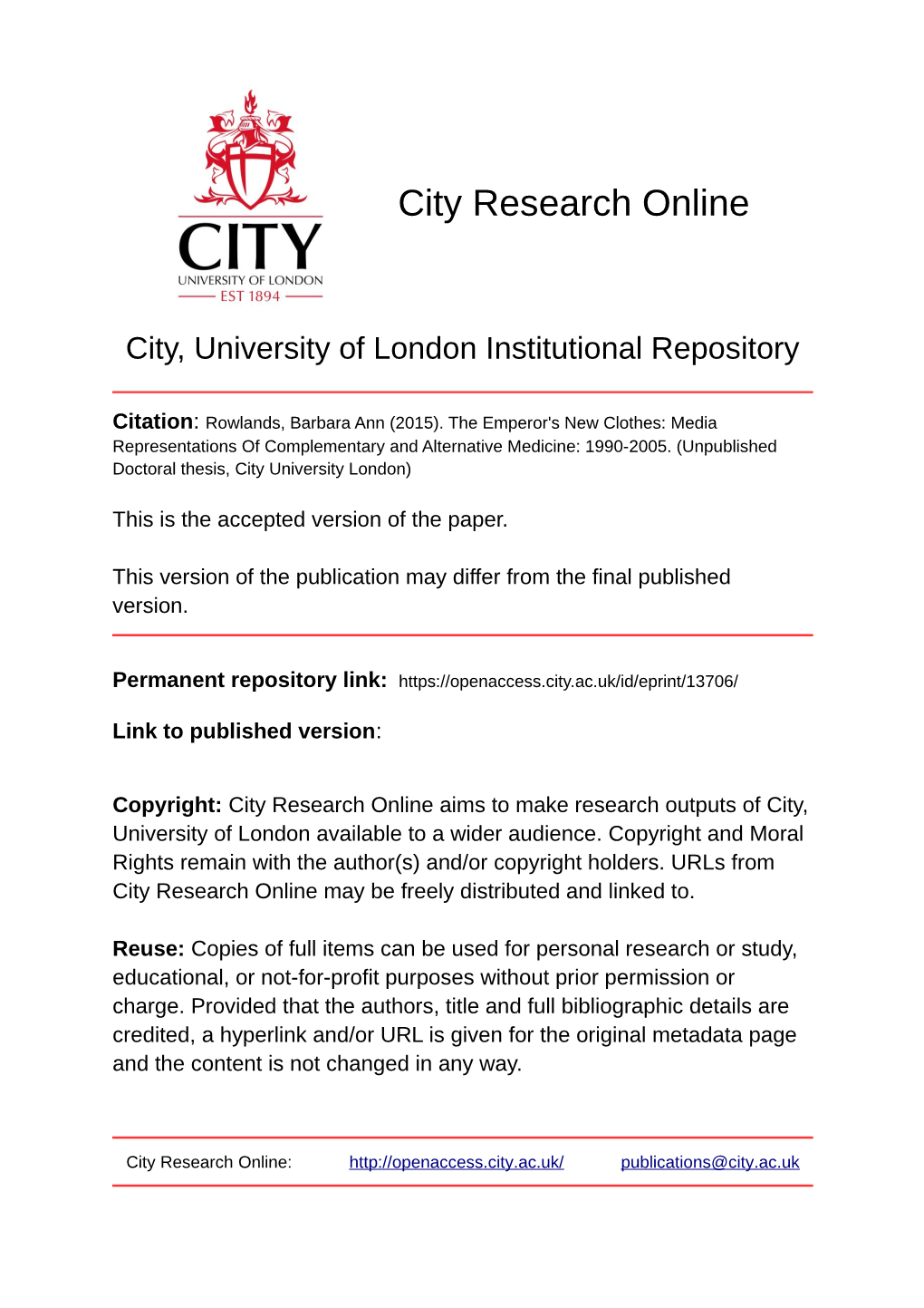 City, University of London Institutional Repository