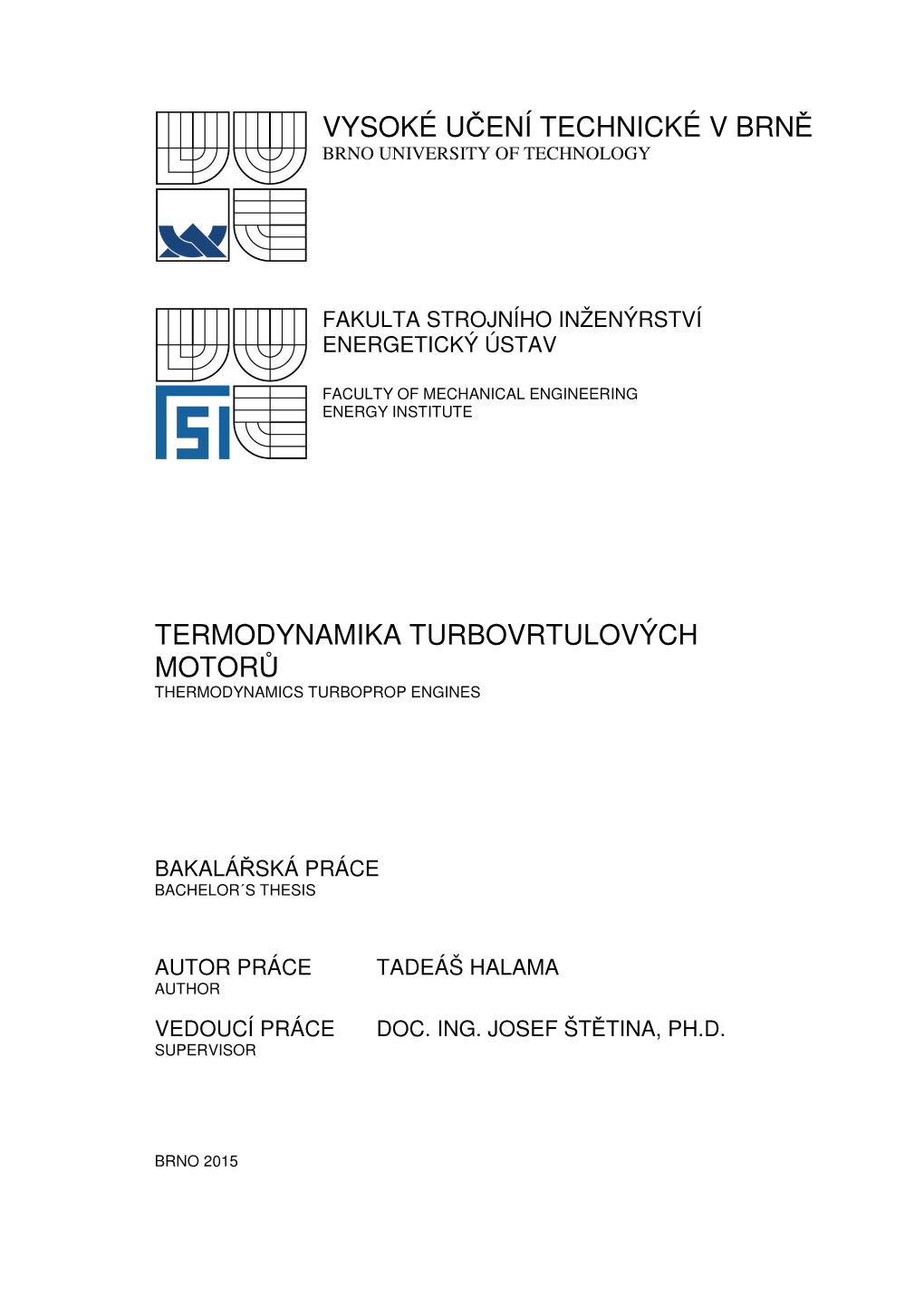 Termodynamika Turbovrtulových Motorů Thermodynamics Turboprop Engines