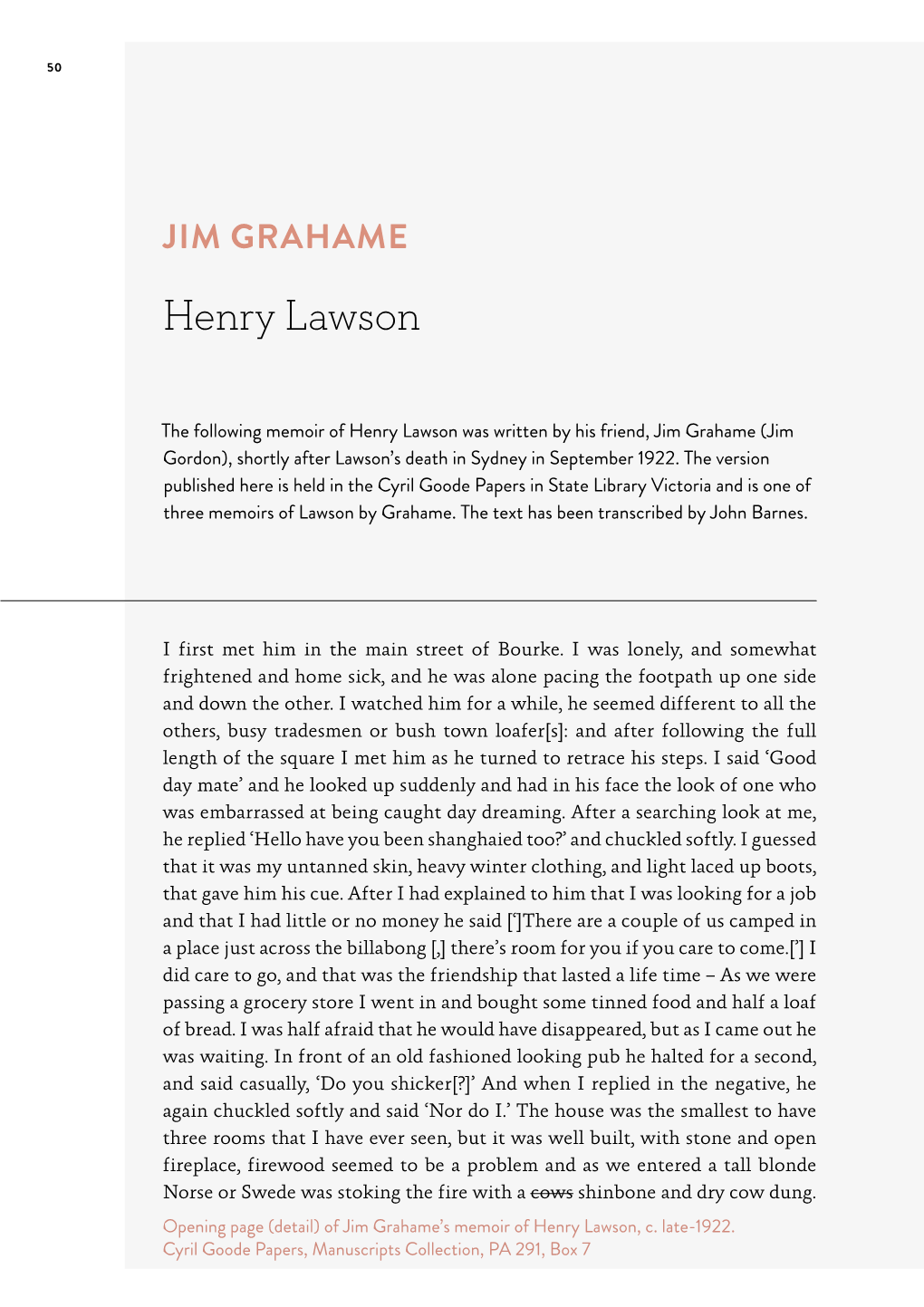 Jim Grahame – Henry Lawson