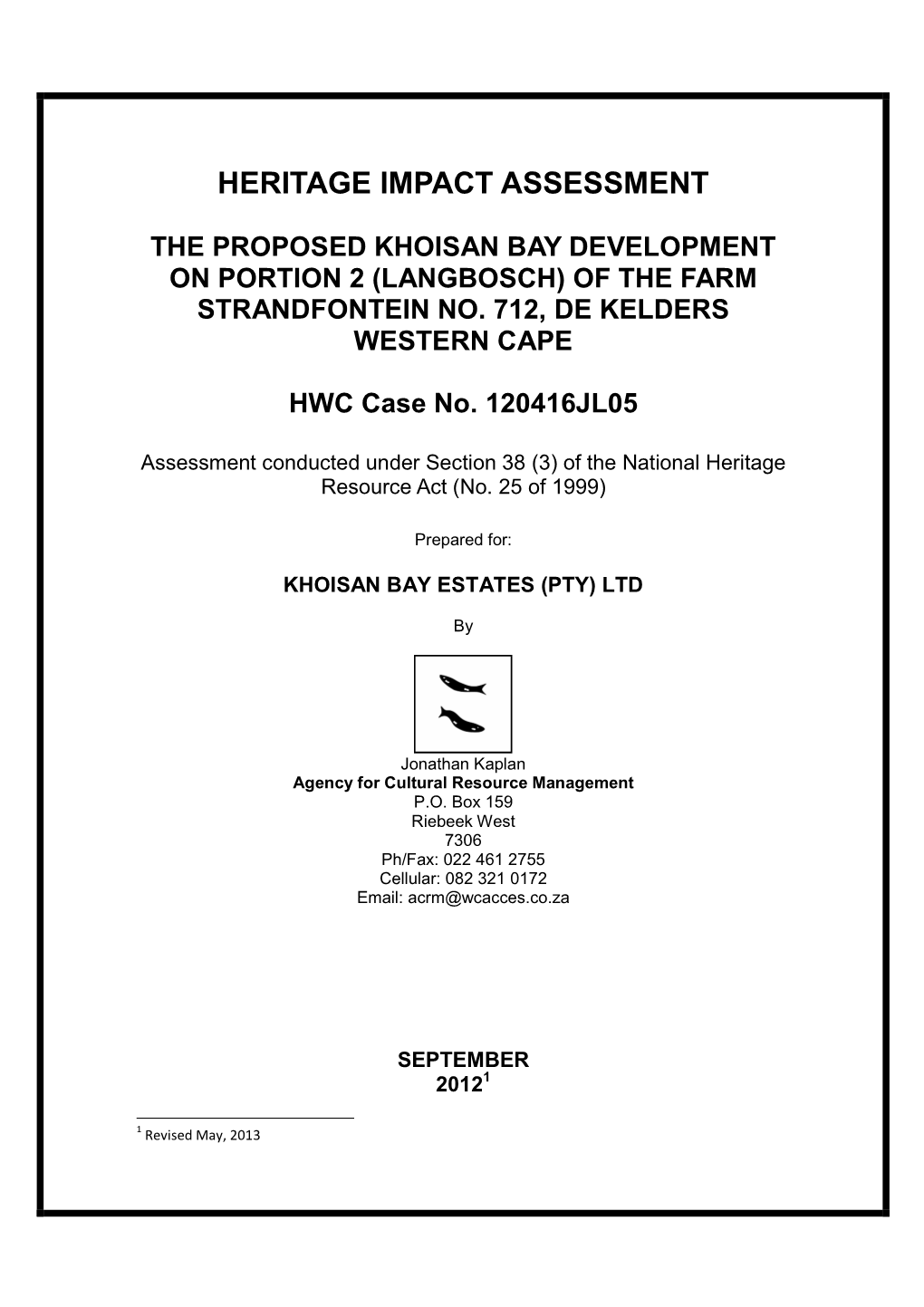 Report Khoisan Bay Development Final HIA Report