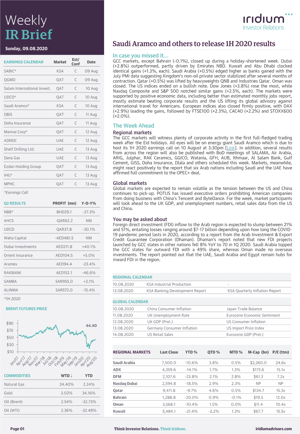 IR Brief Saudi Aramco and Others to Release 1H 2020 Results Sunday, 09.08.2020 in Case You Missed It