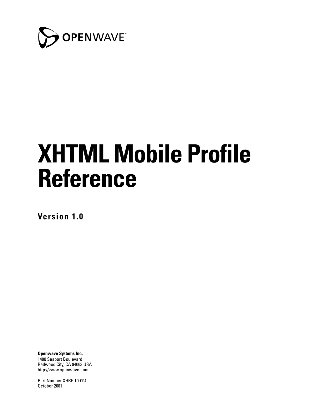 XHTML Mobile Profile Reference