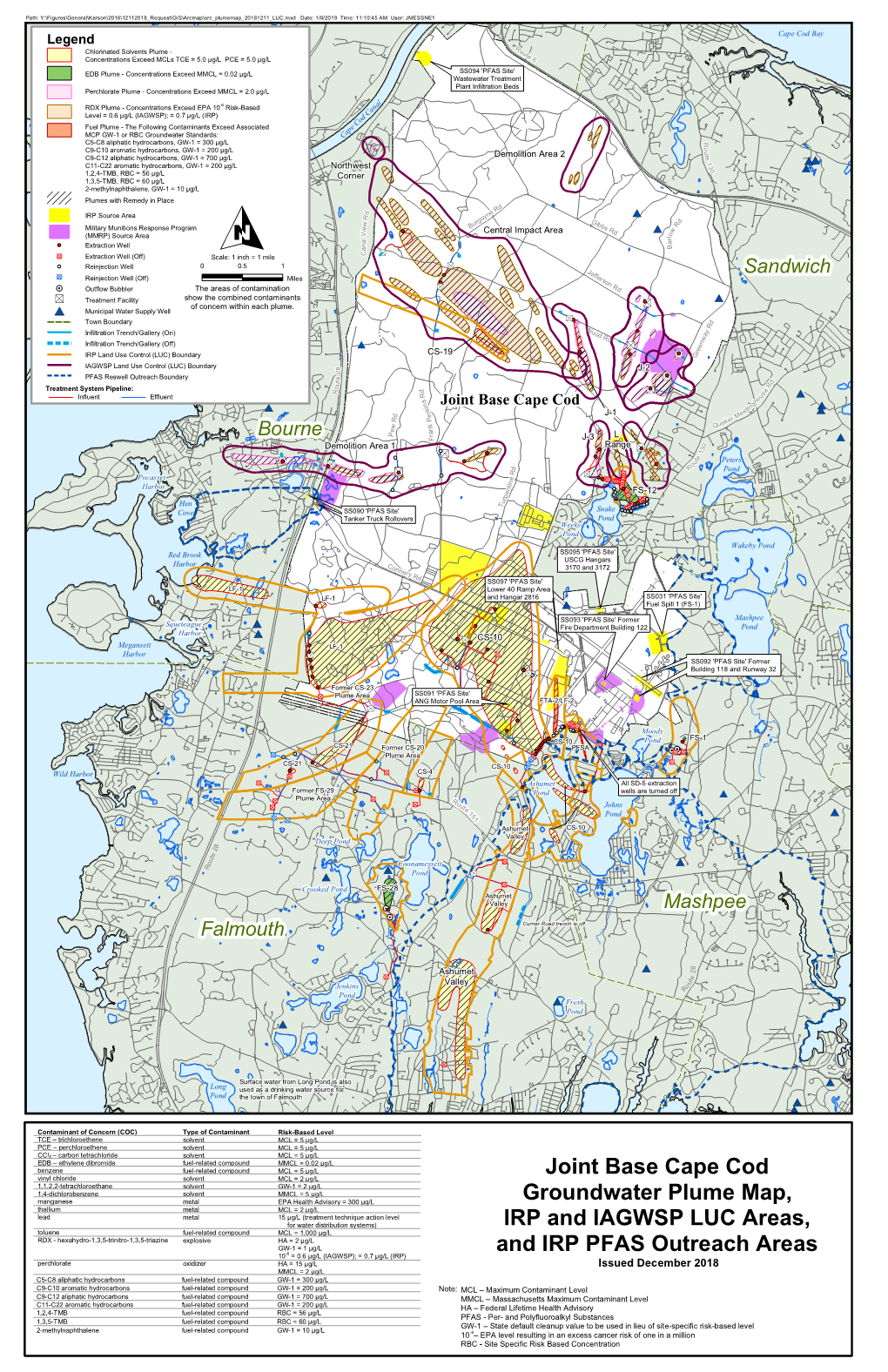 Joint Base Cape Cod Groundwater Plume Map, IRP and IAGWSP LUC