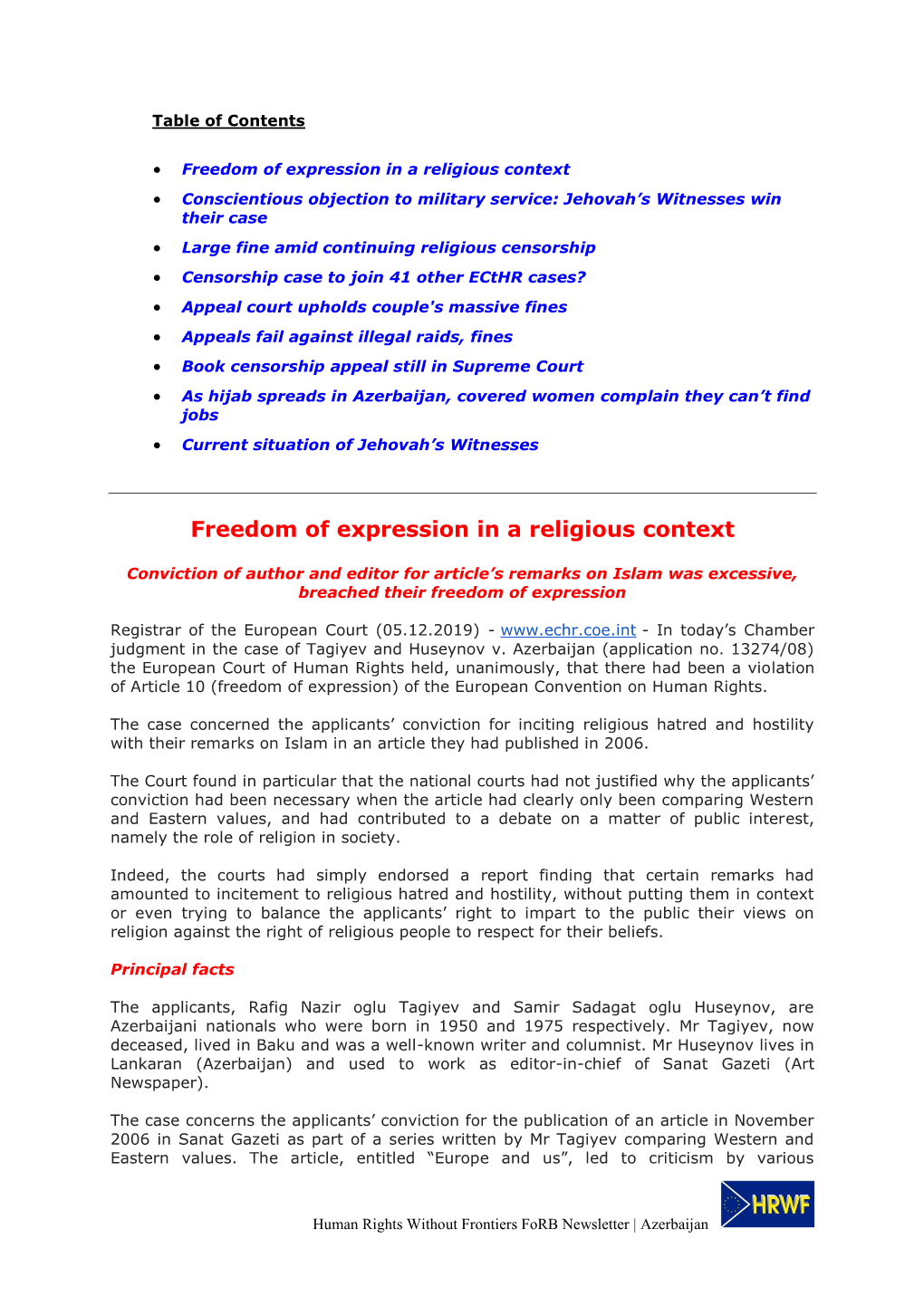 Freedom of Expression in a Religious Context