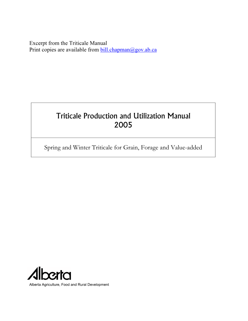 Triticale Forage Productivity and Use