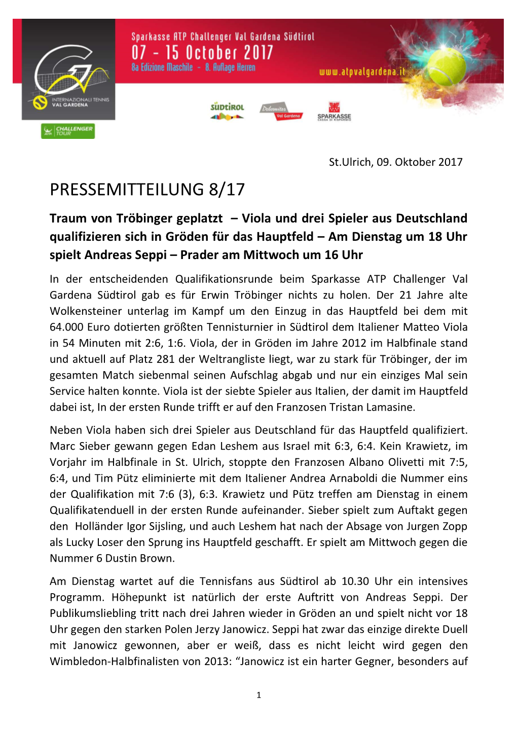 Pressemitteilung 8/17