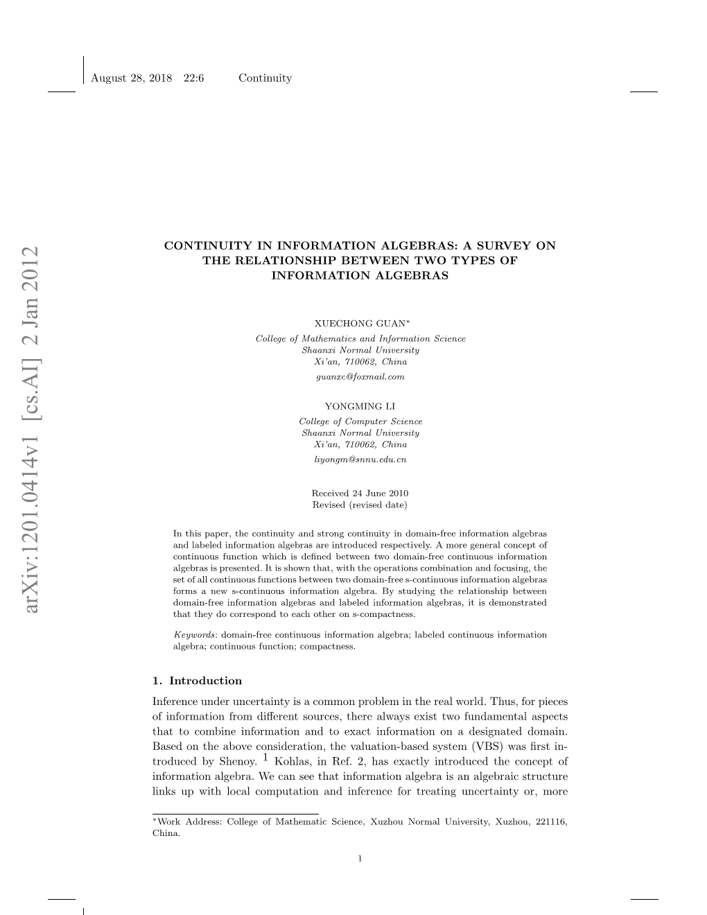 Continuity in Information Algebras 3