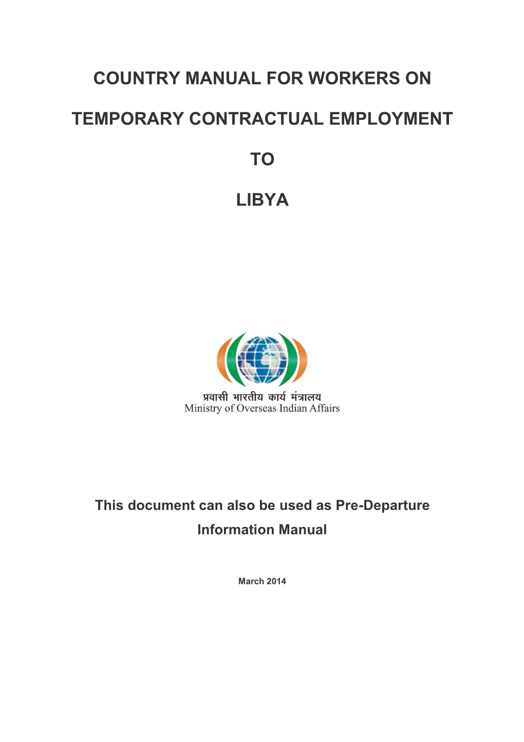 Country Manual for Workers on Temporary Contractual Employment