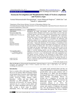 Isoenzyme Investigation and Morphometrics Study of Neckera Complanata and Neckera Crispa