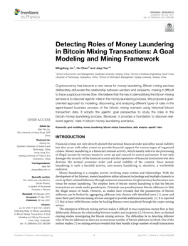Detecting Roles of Money Laundering in Bitcoin Mixing Transactions: a Goal Modeling and Mining Framework