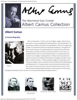 Albert Camus: a Concise Biography - UF Special and Area Studies Collections