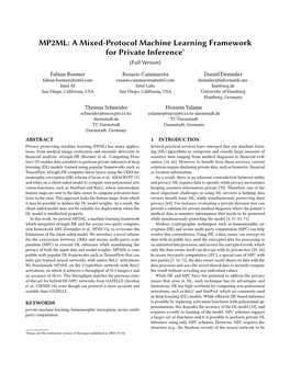 MP2ML: a Mixed-Protocol Machine Learning Framework for Private Inference∗ (Full Version)