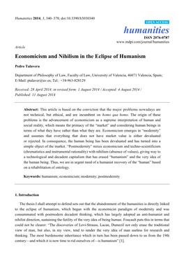 Economicism and Nihilism in the Eclipse of Humanism