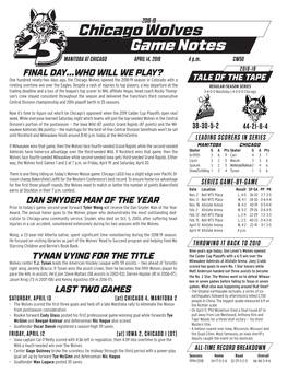 Chicago Wolves Game Notes MANITOBA at CHICAGO APRIL 14, 2019 4 P.M
