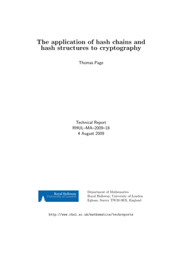 The Application of Hash Chains and Hash Structures to Cryptography