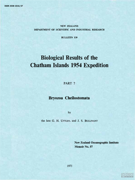 Biological Results of the Chatham Islands 1954 Expedition