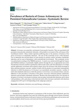 Prevalence of Bacteria of Genus Actinomyces in Persistent Extraradicular Lesions—Systematic Review