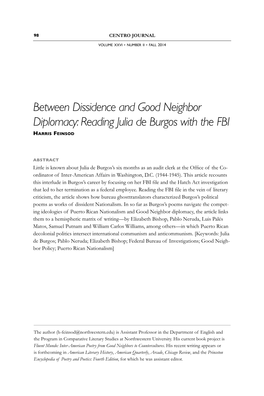 Reading Julia De Burgos with the FBI HARRIS FEINSOD