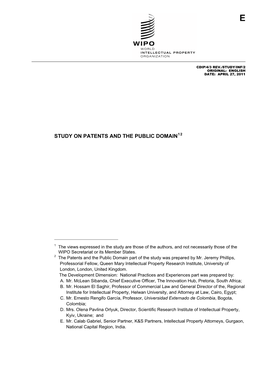 Study on Patents and the Public Domain12
