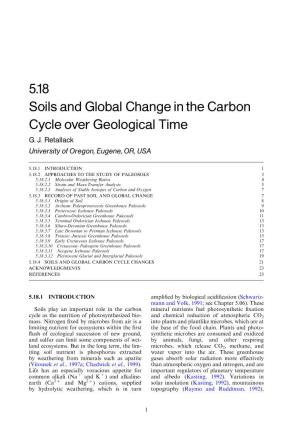 5.18 Soils and Global Change in the Carbon Cycle Over Geological Time G