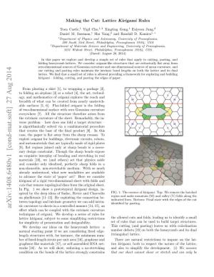 Arxiv:1408.6480V1 [Cond-Mat.Soft] 27 Aug 2014 Eﬀect Which Can Be Coupled with the Extrinsic Curvature Techniques of Origami