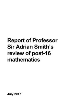 Review of Post-16 Mathematics