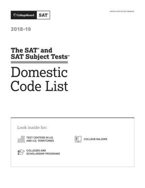 2018-19 the SAT Code List Domestic Edition
