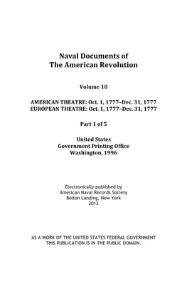 Naval Documents of the American Revolution, Volume 10, Part 1