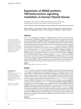 Expression of SMAD Proteins, TGF-Beta/Activin Signaling