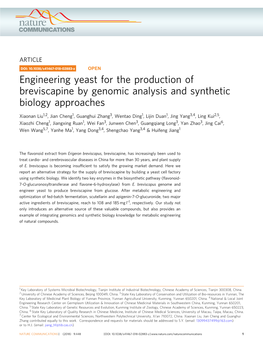 Engineering Yeast for the Production of Breviscapine by Genomic Analysis and Synthetic Biology Approaches