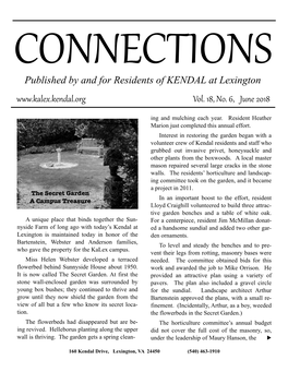 Published by and for Residents of KENDAL at Lexington Vol. 18, No. 6, June 2018