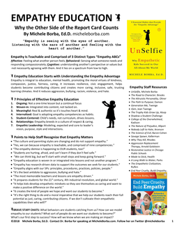 EMPATHY EDUCATION Why the Other Side of the Report Card Counts by Michele Borba, Ed.D