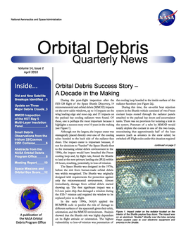 Orbital Debris =---- Quarterly News —^ Volume 14, Issue 2 April 2010