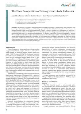 The Flora Composition of Sabang Island, Aceh, Indonesia