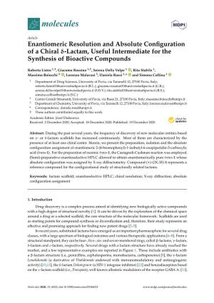 Enantiomeric Resolution and Absolute Configuration of a Chiral Δ-Lactam
