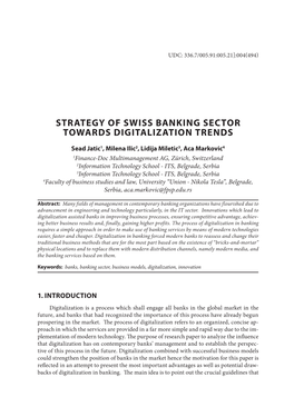 Strategy of Swiss Banking Sector Towards Digitalization Trends