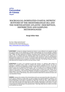 Macroalgal-Dominated Coastal Detritic Bottoms of the Mediterranean Sea and the Northeastern Atlantic: Description, Distribution and Sampling Methodologies